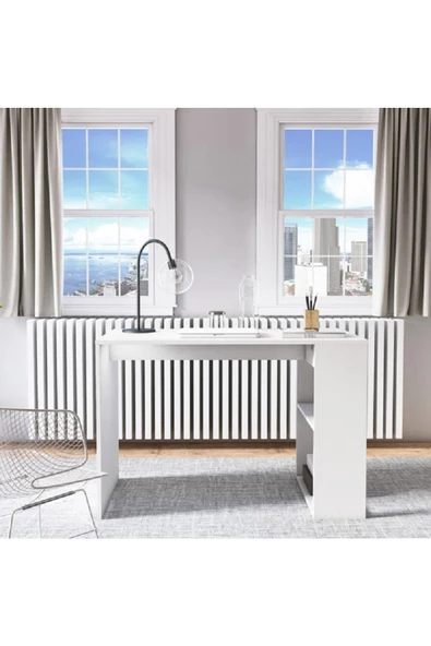 aden home senin evin senin dünyan Beyaz Çalışma Masası, Kitaplıklı Çalışma Masası, Ofis Çalışma Masası, Ders Çalışma Masası - 3