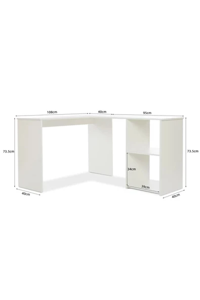 aden home senin evin senin dünyan Kitaplıklı Ofis Çalışma Masası, Beyaz 2'li Çalışma Masası, Ders Çalışma Masası, - CM58 - 7