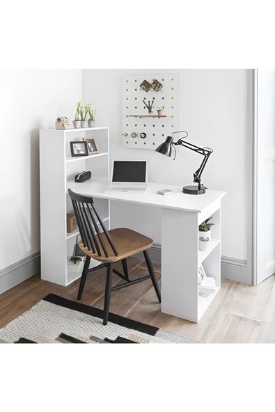 aden home senin evin senin dünyan Kitaplıklı Çalışma Masası, %100 MDF Beyaz Çalışma Masası, Ofis Çalışma Masası, Genç Odası, CM93