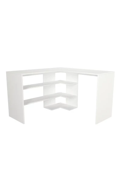 aden home senin evin senin dünyan Kitaplıklı Çalışma Masası, Beyaz Çalışma Masası, Ders Çalışma Masası, L Ofis Masası, 120x120 - CM63 - 4