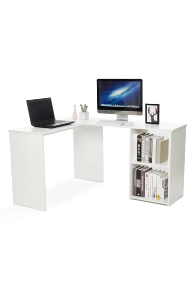 aden home senin evin senin dünyan Kitaplıklı Ofis Çalışma Masası, Beyaz 2'li Çalışma Masası, Ders Çalışma Masası, - CM58 - 4