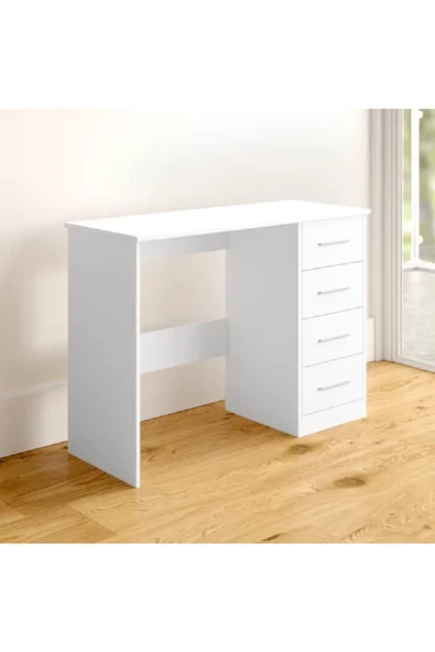aden home senin evin senin dünyan Kitaplıklı Çalışma Masası, %100 Mdf Beyaz Çalışma Masası, Ofis Çalışma Masası, Genç Odası - 3