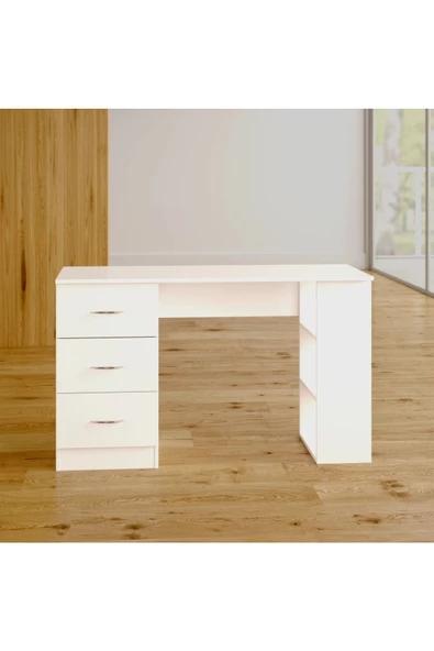 aden home senin evin senin dünyan Kitaplıklı Çalışma Masası, %100 MDF Beyaz Çalışma Masası, Genç Odası, CM89 - 3