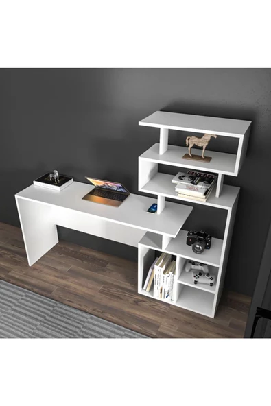 aden home senin evin senin dünyan Kitaplıklı Çalışma Masası, Beyaz Çalışma Masası, Ders Çalışma Masası - CM53 - 3