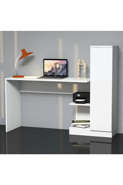 aden home senin evin senin dünyan Kitaplıklı Çalışma Masası, Beyaz Çalışma Masası, Ders Çalışma Masası, - CM56
