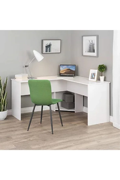 aden home senin evin senin dünyan Beyaz Çalışma Masası, Ofis Çalışma Masası, Kitaplıklı Çalışma Masası, 140x140cm - CM73 - 4