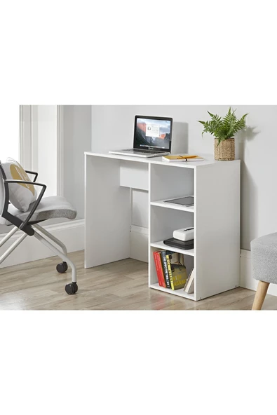 aden home senin evin senin dünyan Kitaplıklı Çalışma Masası, %100 MDF Beyaz Çalışma Masası, Ofis Çalışma Masası, Genç Odası, CM97
