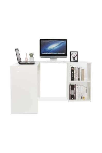 aden home senin evin senin dünyan Kitaplıklı Ofis Çalışma Masası, Beyaz 2'li Çalışma Masası, Ders Çalışma Masası, - CM58 - 5