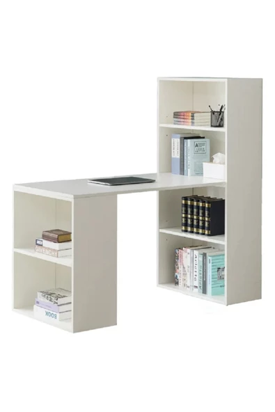 aden home senin evin senin dünyan Beyaz Çalışma Masası, Kitaplıklı Çalışma Masası, Ofis Çalışma Masası, Ders Çalışma Masası - CM86 - 2