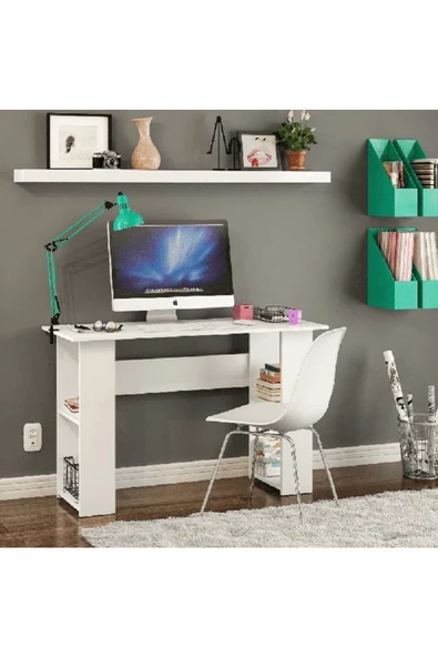 aden home senin evin senin dünyan Beyaz Çalışma Masası, Kitaplıklı Çalışma Masası, Ofis Çalışma Masası, Ders Çalışma Masası - CM83