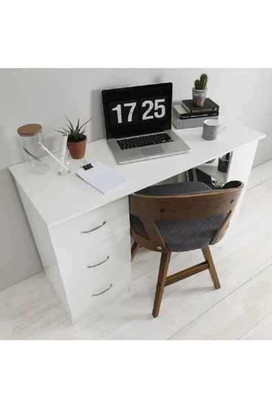aden home senin evin senin dünyan Kitaplıklı Çalışma Masası, %100 MDF Beyaz Çalışma Masası, Genç Odası, CM89 - 7