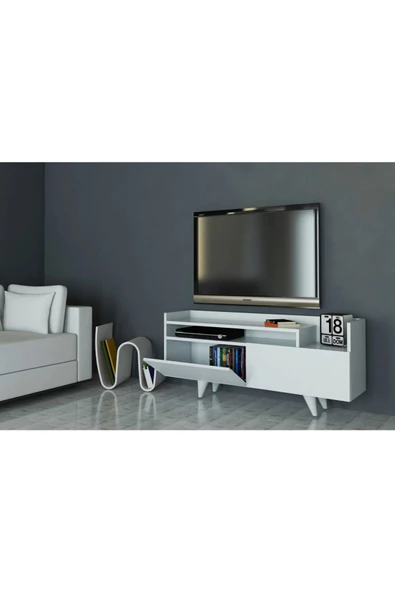 aden home senin evin senin dünyan Beyaz TV ünitesi, MDF TV ünitesi, Kitaplıklı TV Sehpa Ünitesi, Beyaz MDF TV Ünitesi Konsol TVU114
