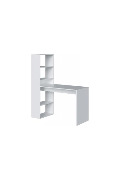 aden home senin evin senin dünyan Kitaplıklı Dekoratif Çalışma Masası, %100 Mdf Beyaz Çalışma Masası, Genç Odası - Cm48 - 4