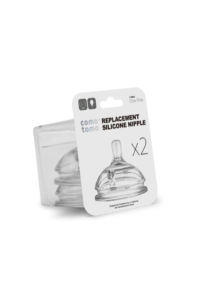 Comotomo Antikolik 2li Silikon Biberon Emziği Yavaş Akışlı (0-3 AY) - 2