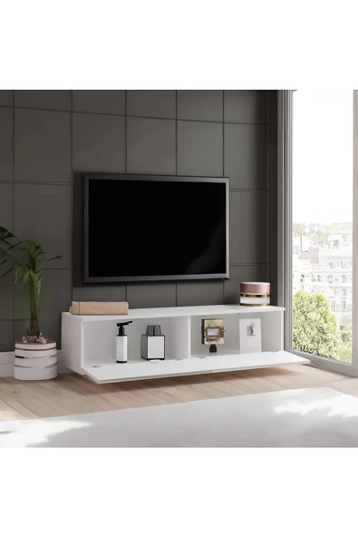 aden home senin evin senin dünyan Beyaz TV ünitesi, MDF TV ünitesi, Kapaklı TV Sehpa Ünitesi, Beyaz MDF TV Ünitesi Konsol, TVU110 - 4