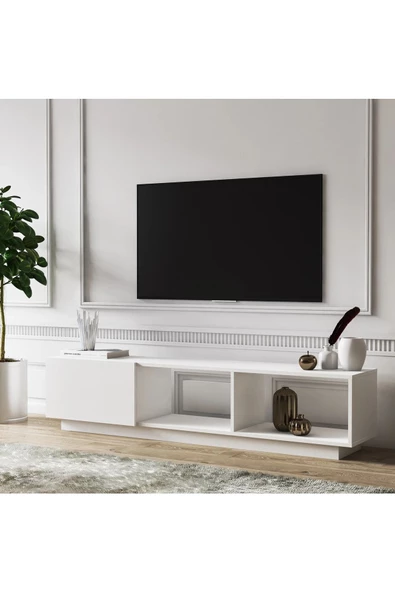 aden home senin evin senin dünyan Beyaz TV ünitesi, MDF TV ünitesi, Kapaklı TV Sehpa Ünitesi, Beyaz MDF TV Ünitesi Konsol, TVU98 - 2
