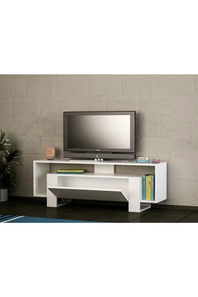 aden home senin evin senin dünyan Beyaz TV Ünitesi, MDF TV Ünitesi, Kapaklı TV Sehpa Ünitesi, Beyaz MDF TV Ünitesi Konsol, TVU95 - 3