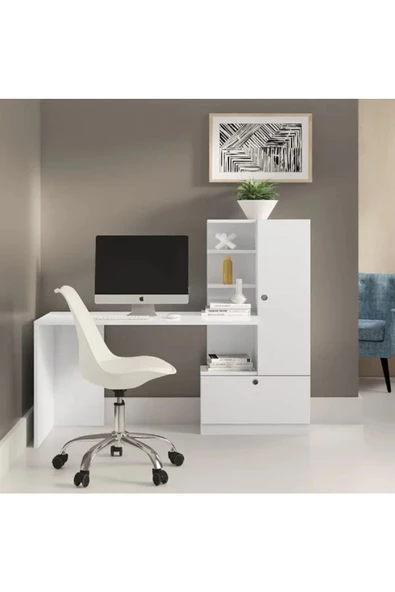 aden home senin evin senin dünyan Mira Kitaplıklı Dekoratif Çalışma Masası, Genç Odası, MDF, CM30 - 2