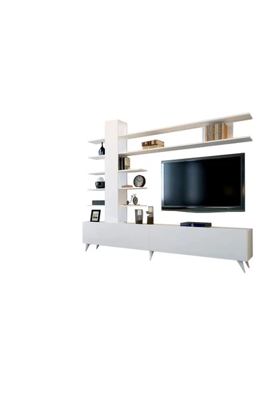 aden home senin evin senin dünyan Beyaz TV ünitesi, MDF TV ünitesi, Kapaklı Raflı TV Sehpa Ünitesi, Beyaz MDF TV Ünitesi Konsol TVU113 - 2