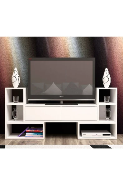 aden home senin evin senin dünyan Beyaz TV Ünitesi, MDF TV Ünitesi, Kapaklı TV Sehpa Ünitesi, Beyaz MDF TV Ünitesi Konsol, TVU57 - 4