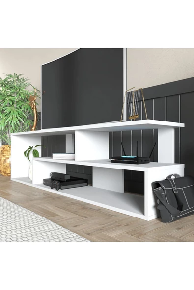 aden home senin evin senin dünyan Beyaz TV Ünitesi, MDF TV Ünitesi, Raflı TV Sehpa Ünitesi, Beyaz MDF TV Ünitesi Konsol, TVU88 - 3
