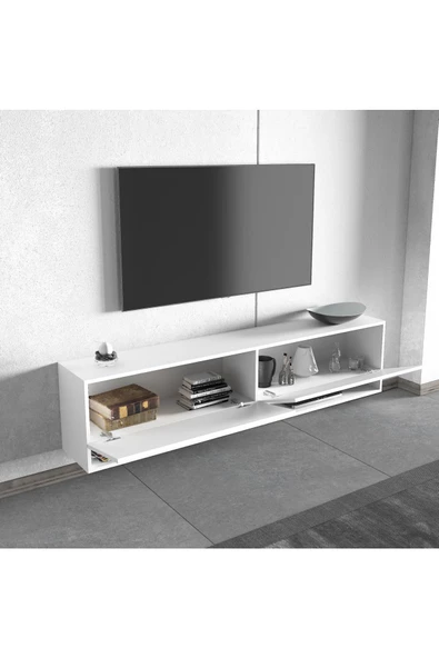 aden home senin evin senin dünyan Beyaz TV Ünitesi, MDF TV Ünitesi, Kapaklı TV Sehpa Ünitesi, Beyaz MDF TV Ünitesi Konsol, TVU76 - 3