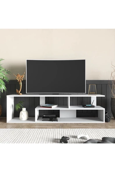 aden home senin evin senin dünyan Beyaz TV Ünitesi, MDF TV Ünitesi, Raflı TV Sehpa Ünitesi, Beyaz MDF TV Ünitesi Konsol, TVU88 - 2