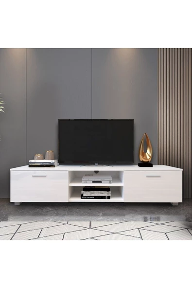 aden home senin evin senin dünyan Saul Modern TV Ünitesi, 2 Kapaklı TV Ünitesi, 150cm %100 MDF, TVU03