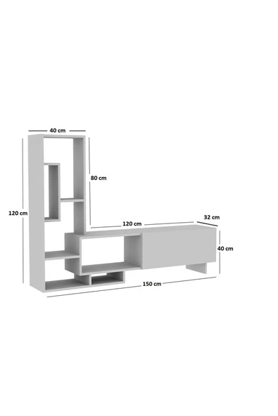 aden home senin evin senin dünyan Beyaz TV Ünitesi, MDF TV Ünitesi, Kitaplıklı TV Sehpa Ünitesi, Beyaz MDF TV Ünitesi Konsol, TVU73 - 8