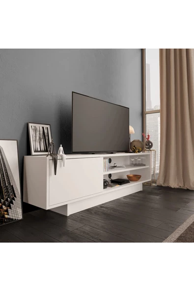 aden home senin evin senin dünyan Beyaz TV Ünitesi, MDF TV Ünitesi, Kapaklı TV Ünitesi, Beyaz MDF TV Ünitesi Konsol, TVU50 - 4