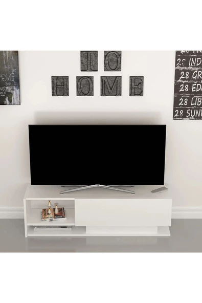 aden home senin evin senin dünyan Beyaz TV Ünitesi, MDF TV Ünitesi, Kapaklı TV Sehpa Ünitesi, Beyaz MDF TV Ünitesi Konsol, TVU71 - 5