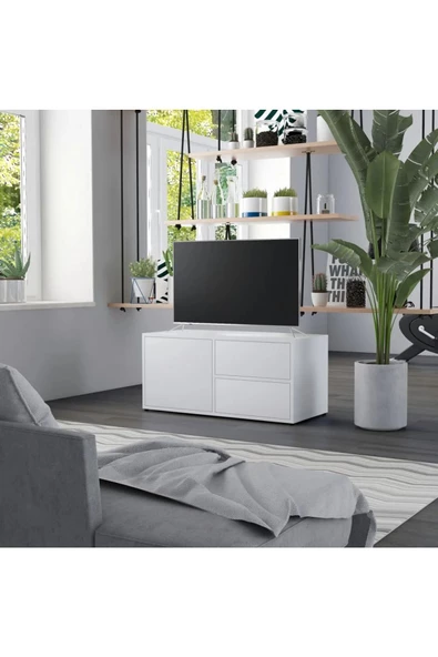 aden home senin evin senin dünyan Beyaz TV Ünitesi, MDF TV Ünitesi, Kapaklı TV Sehpa Ünitesi, Beyaz MDF TV Ünitesi Konsol, TVU61 - 4