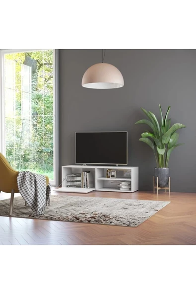 aden home senin evin senin dünyan Ciri Modern TV Ünitesi, Dolaplı TV Sehpası, Beyaz Tasarım %100 MDF, TVU16