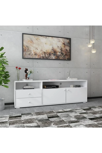 aden home senin evin senin dünyan Beyaz TV Ünitesi, MDF TV Ünitesi, Çekmeceli TV Sehpa Ünitesi, Beyaz MDF TV Ünitesi Konsol, TVU70