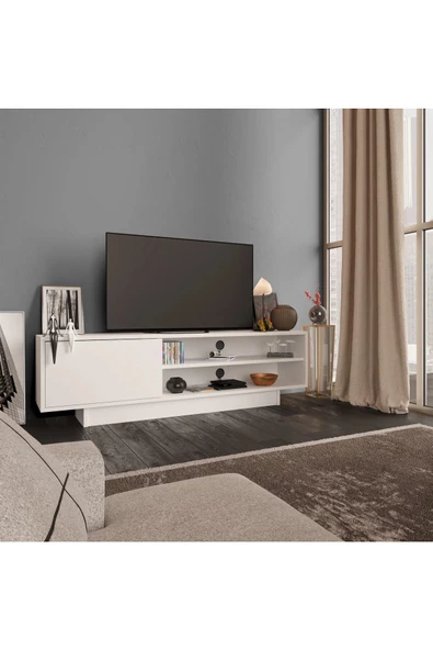 aden home senin evin senin dünyan Beyaz TV Ünitesi, MDF TV Ünitesi, Kapaklı TV Ünitesi, Beyaz MDF TV Ünitesi Konsol, TVU50 - 5