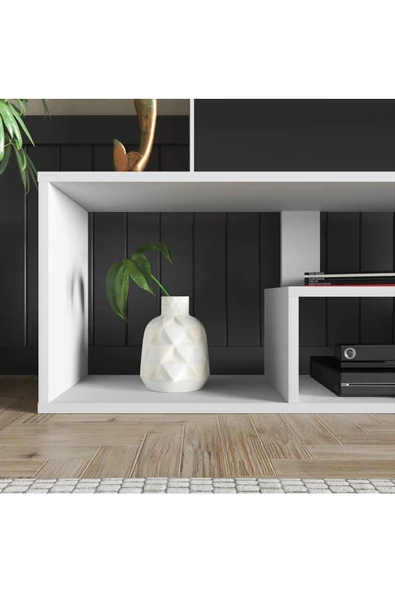 aden home senin evin senin dünyan Beyaz TV Ünitesi, MDF TV Ünitesi, Raflı TV Sehpa Ünitesi, Beyaz MDF TV Ünitesi Konsol, TVU88 - 4