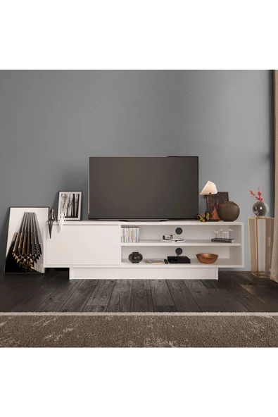 aden home senin evin senin dünyan Beyaz TV Ünitesi, MDF TV Ünitesi, Kapaklı TV Ünitesi, Beyaz MDF TV Ünitesi Konsol, TVU50 - 3