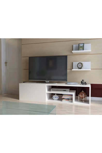 aden home senin evin senin dünyan Beyaz TV Ünitesi MDF TV Ünitesi Kapaklı TV Sehpa Ünitesi Beyaz MDF TV Ünitesi Konsol TVU64 - 3