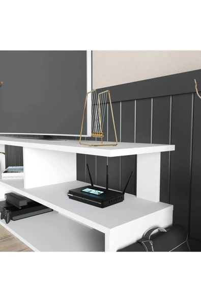 aden home senin evin senin dünyan Beyaz TV Ünitesi, MDF TV Ünitesi, Raflı TV Sehpa Ünitesi, Beyaz MDF TV Ünitesi Konsol, TVU88 - 6