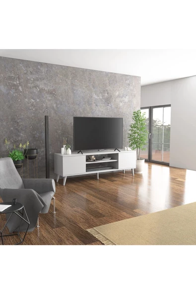 aden home senin evin senin dünyan Beyaz TV Ünitesi, MDF TV Ünitesi, Kapaklı TV Sehpa Ünitesi, Beyaz MDF TV Ünitesi Konsol, TVU89 - 4