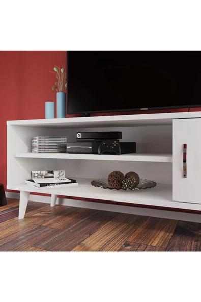 aden home senin evin senin dünyan Beyaz TV Ünitesi, MDF TV Ünitesi, Kapaklı TV Sehpa Ünitesi, Beyaz MDF TV Ünitesi Konsol, TVU68 - 6