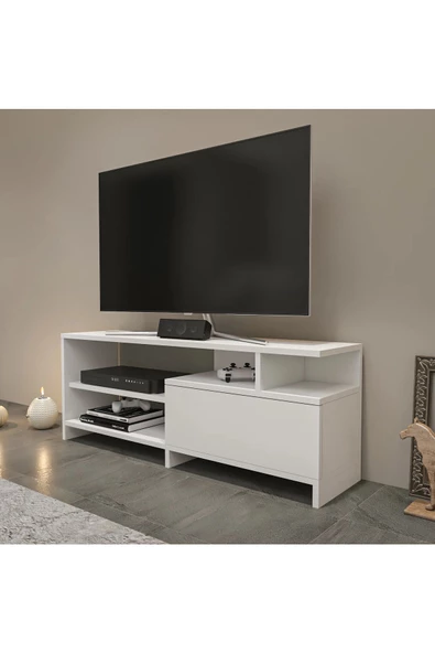 aden home senin evin senin dünyan Beyaz TV Ünitesi, MDF TV Ünitesi, Kapaklı TV Ünitesi, Beyaz MDF TV Ünitesi Konsol, TVU53