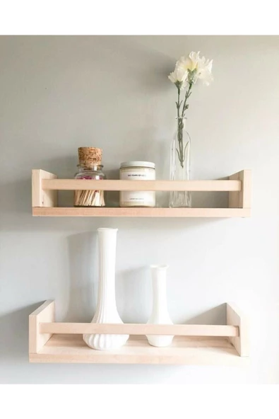 dekomar Çocuk Odası Balkon 2 Adet Duvar Rafı Ahşap Kitaplık Raf Çok Amaçlı Raf 30cm - 1