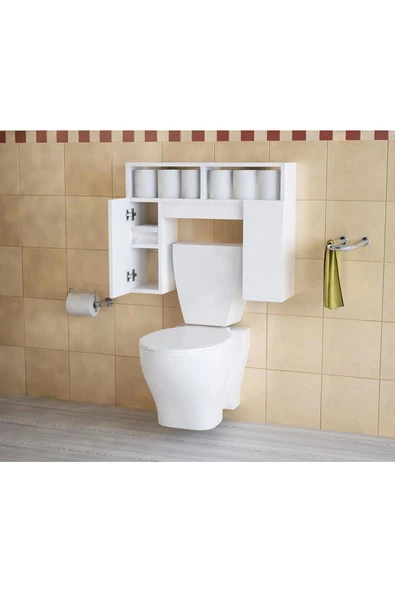 aden home senin evin senin dünyan Ahşap Tuvalet Kağıtlığı, Banyo Dolabı, Banyo Düzenleyici Raf, Klozet Üstü Raf, Banyo Duvar Rafı