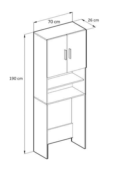aden home senin evin senin dünyan Banyo Dolabı, Kapaklı Çamaşır ve Kurutma Makinesi Dolabı, %100 Beyaz MDF Banyo Dolabı - 8