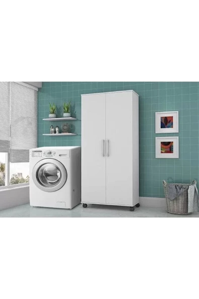 aden home senin evin senin dünyan Beyaz Banyo Dolabı, Banyo Düzenleyici, Çamaşır Makinesi Boy Dolabı, Eşya Dolabı, Yatak Dolabı - 4