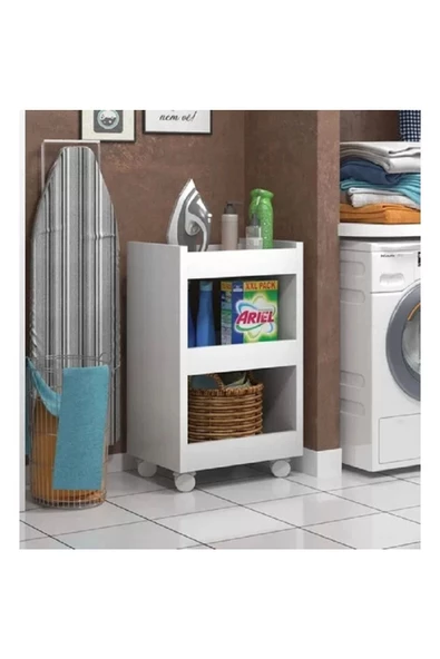 aden home senin evin senin dünyan Tekerlekli Banyo Dolabı, %100 Mdf Beyaz Banyo Dolabı, Mutfak Dolabı, Mini Dolap, Banyo Organizer - 3