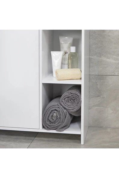 aden home senin evin senin dünyan Beyaz Banyo Dolabı, Banyo Düzenleyici, Mini Banyo Dolabı, Çok Amaçlı Dolap, Ayakkabılık - 3