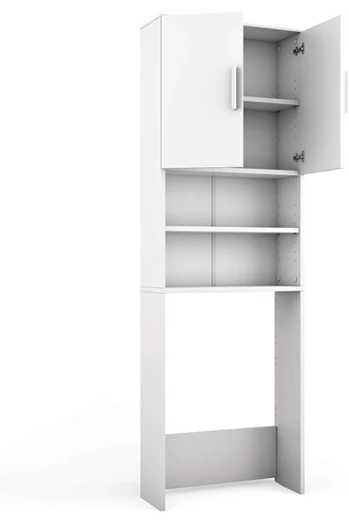aden home senin evin senin dünyan Banyo Dolabı, Kapaklı Çamaşır ve Kurutma Makinesi Dolabı, %100 Beyaz MDF Banyo Dolabı - 7