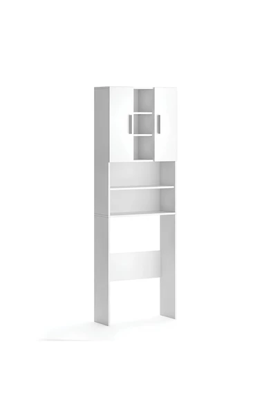 aden home senin evin senin dünyan Banyo Dolabı, Kapaklı Çamaşır ve Kurutma Makinesi Dolabı, %100 Beyaz MDF Banyo Dolabı - 5